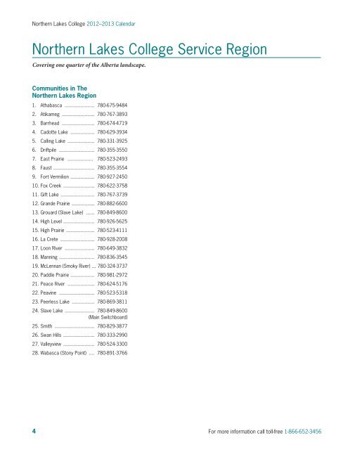 NLC Calendar - Northern Lakes College