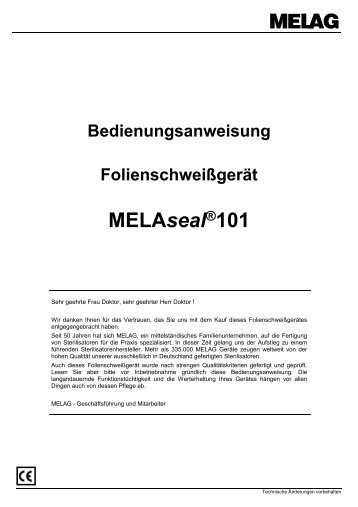 Bedienungsanweisung FolienschweiÃŸgerÃ¤t MELAsealÂ®101