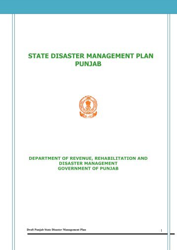 state disaster management plan punjab - Department of Revenue ...