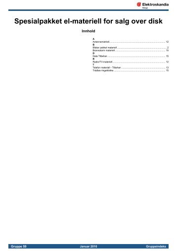 Spesialpakket el-materiell for salg over disk - Elektroskandia