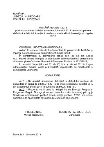 Arhiva Ianuarie 2013 - Consiliul Judetean Hunedoara