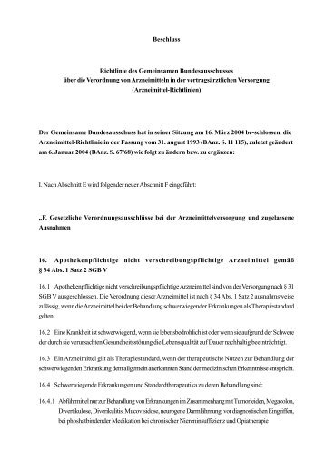 Arzneimittelrichtlinie als PdF-Dokument