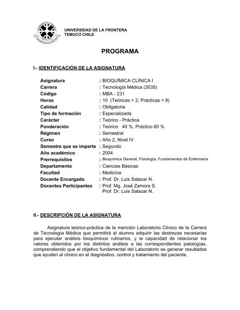 programa - Facultad de Medicina UFRO - Universidad de La Frontera