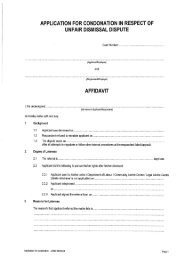 application for condonation in respect of unfair dismissal ... - nbcei