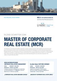 master of corporate real estate (mcr) - IREBS Immobilienakademie