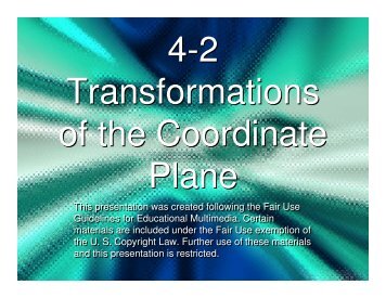 Algebra 4-2 transformations on the coordinate plane - Mona Shores ...