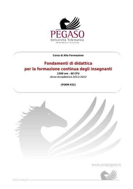 Fondamenti di didattica per la formazione continua degli ... - Pegaso