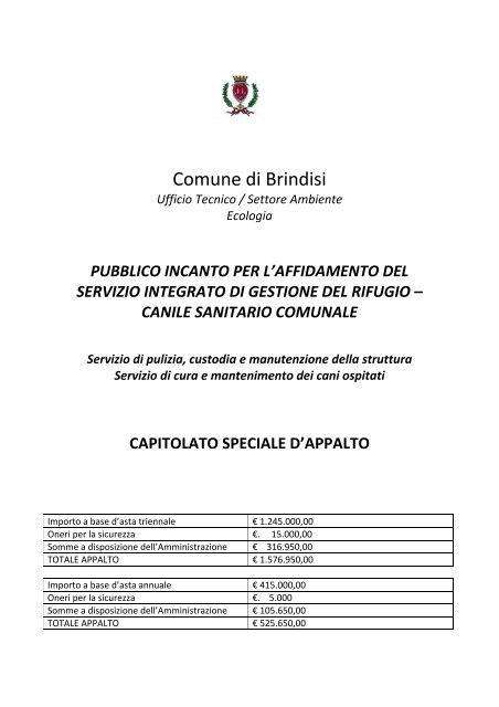 Capitolato di gara in formato .pdf - Comune di Brindisi