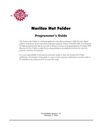 Noritsu Hot Folder Configuration - Noritsu America Corporation