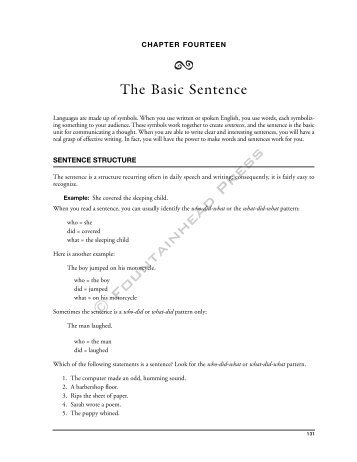 Writing Sentences - Fountainhead Press
