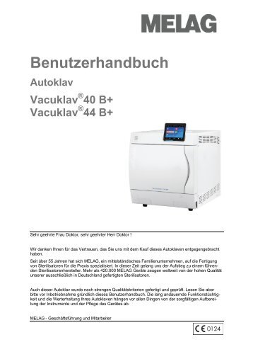 Melag Vacuklav 40B+/44B+ - Gebrauchsanleitung