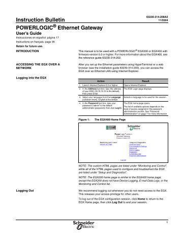 Instruction Bulletin POWERLOGIC Ethernet ... - Schneider Electric