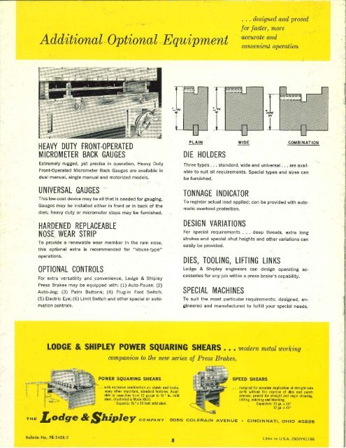 Lodge & Shipley Press Brakes Brochure - Sterling Machinery