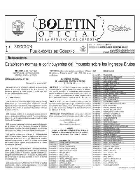 SECCIÃN - BoletÃ­n Oficial de la Provincia de CÃ³rdoba