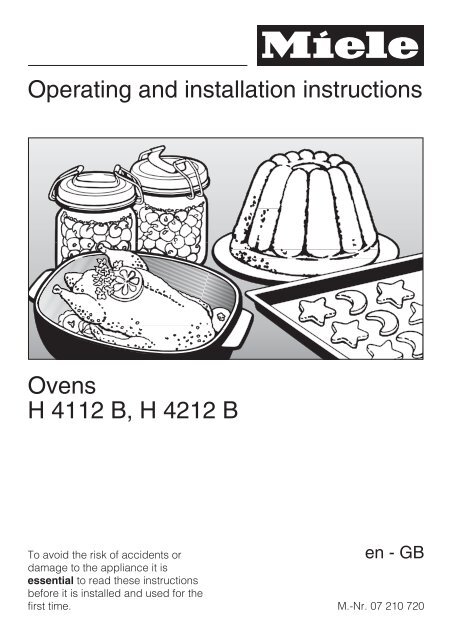 Operating and installation instructions Ovens H 4112 B, H 4212 B