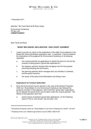 Legal Opinion Letter - 1 November 2011 - Environment Canterbury