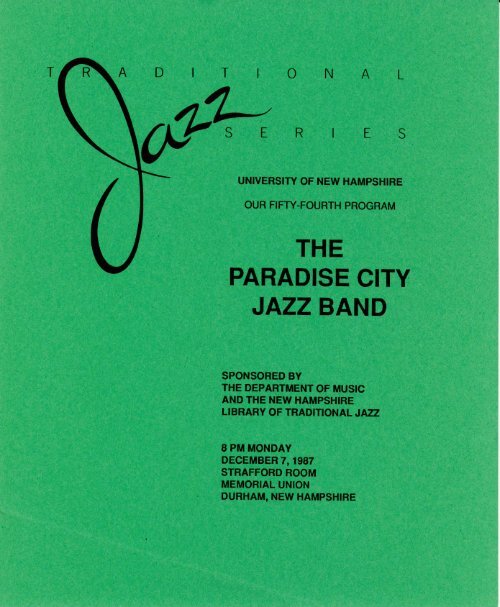 THE PARADISE CITY JAZZ BAND - University of New Hampshire