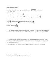Math 156 Sample Exam 3 Formulas Binomial mean np standard ...