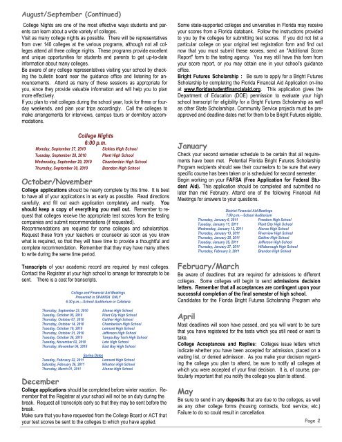 Precollege Checklist Srs 05-06 - Steinbrenner High School