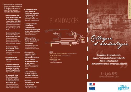 Programme du colloque ArchÃ©ologie des 3 et 4 juin 2010