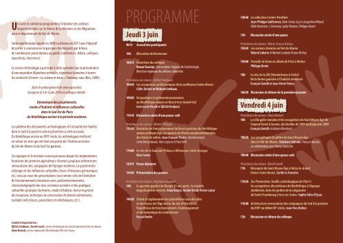 Programme du colloque ArchÃ©ologie des 3 et 4 juin 2010