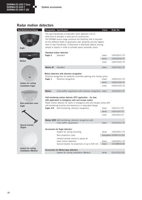 ES 200 T Easy ES 200 T ES 200 T-2D - DORMA International