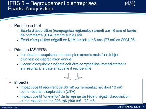 PrÃ©sentation du passage aux normes IFRS - Air France-KLM Finance