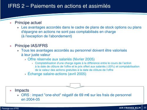 PrÃ©sentation du passage aux normes IFRS - Air France-KLM Finance