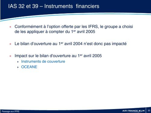 PrÃ©sentation du passage aux normes IFRS - Air France-KLM Finance