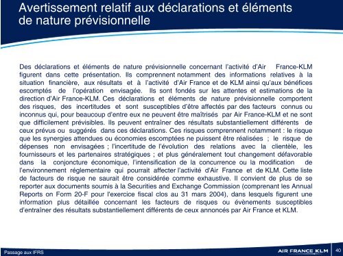 PrÃ©sentation du passage aux normes IFRS - Air France-KLM Finance