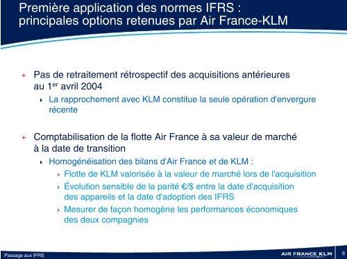 PrÃ©sentation du passage aux normes IFRS - Air France-KLM Finance