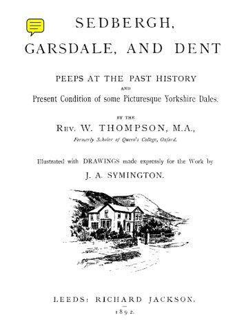 SEDBERGH, GARSDALE, AND DENT - Yorkshire CD Books