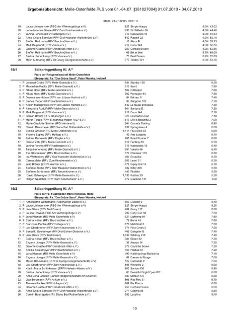 Ergebnisse - Reitgemeinschaft Melle - Ostenfelde