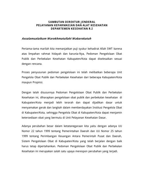 Sambutan Direktorat Jenderal Bina Kefarmasian Dan Alat Kesehatan