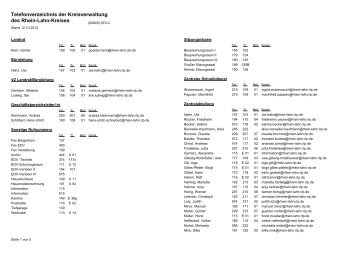 Telefonverzeichnis der Kreisverwaltung des ... - Rhein-Lahn-Info