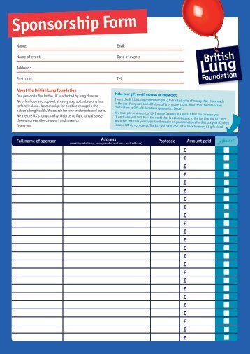 Sponsorship Form - British Lung Foundation