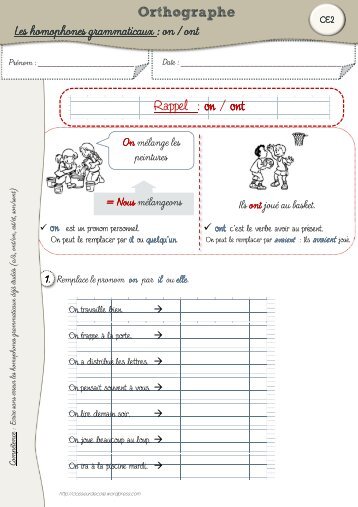 homophones on ou ont - classeurdecole