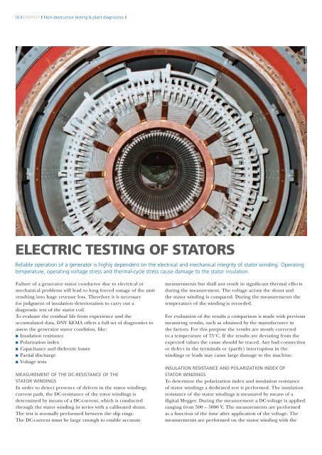 Diagnostics and testing of rotating electrical machines - DNV Kema