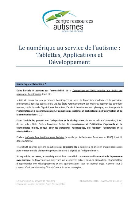 Le numérique au service de l'autisme - Association Nationale ...