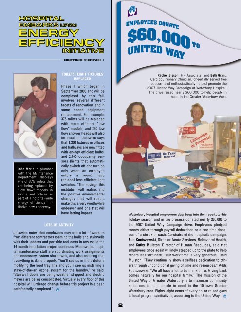 IN THIS ISSUE The Newsletter for Waterbury Hospital & its Network ...