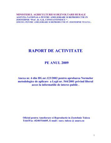 RAPORT DE ACTIVITATE - anarz