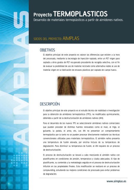 Proyecto TERMOPLASTICOS - Aimplas