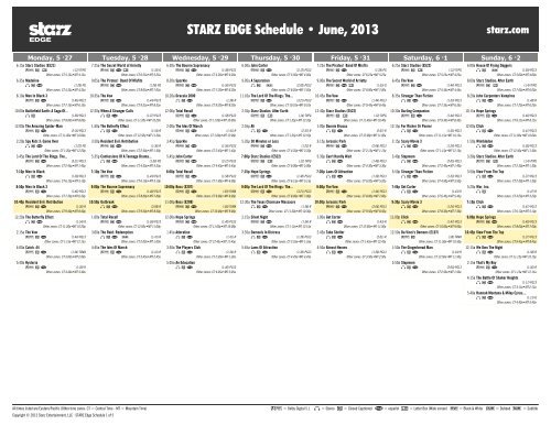 STARZ EDGE Schedule - June, 2013
