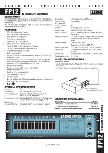 FP12 Technical Specification Sheet - Jands