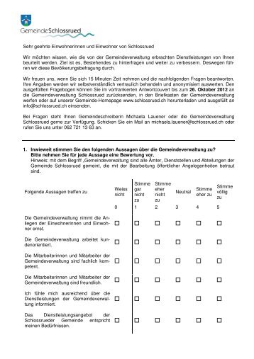 Fragebogen Gemeinde Schlossrued 1