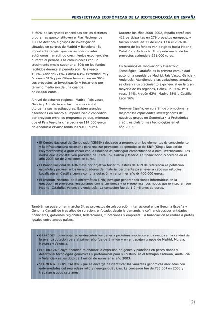 La BiotecnologÃ­a EspaÃ±ola: Perspectivas econÃ³micas 2005 - ICONO
