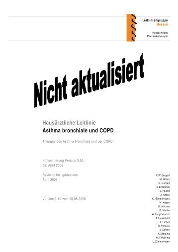 Hausärztliche Leitlinie Asthma bronchiale Und COPD