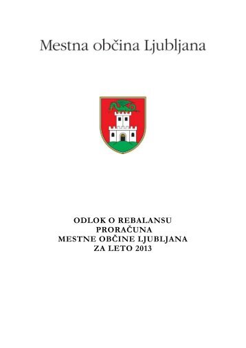 Odlok o rebalansu proračuna Mestne občine Ljubljana za leto 2013