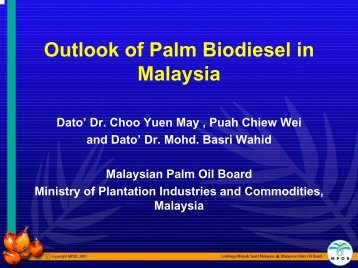 Outlook of Palm Biodiesel in Malaysia - CSAM