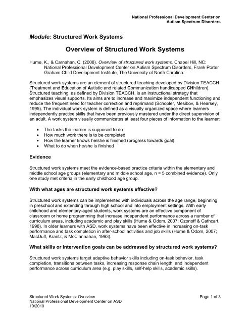 Overview of Structured Work Systems - National Professional ...